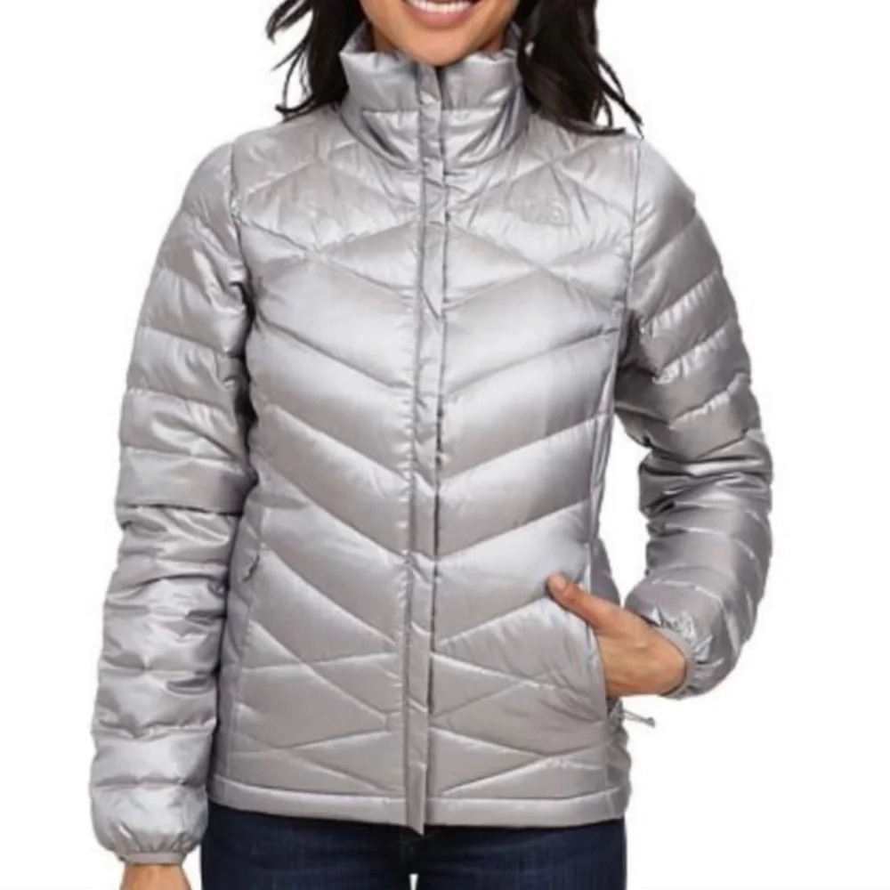 The North Face Down Coat, Silver, Size Small, EUC